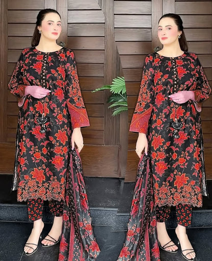 Noor-e-Bahar Lawn Cordset 3 Pcs